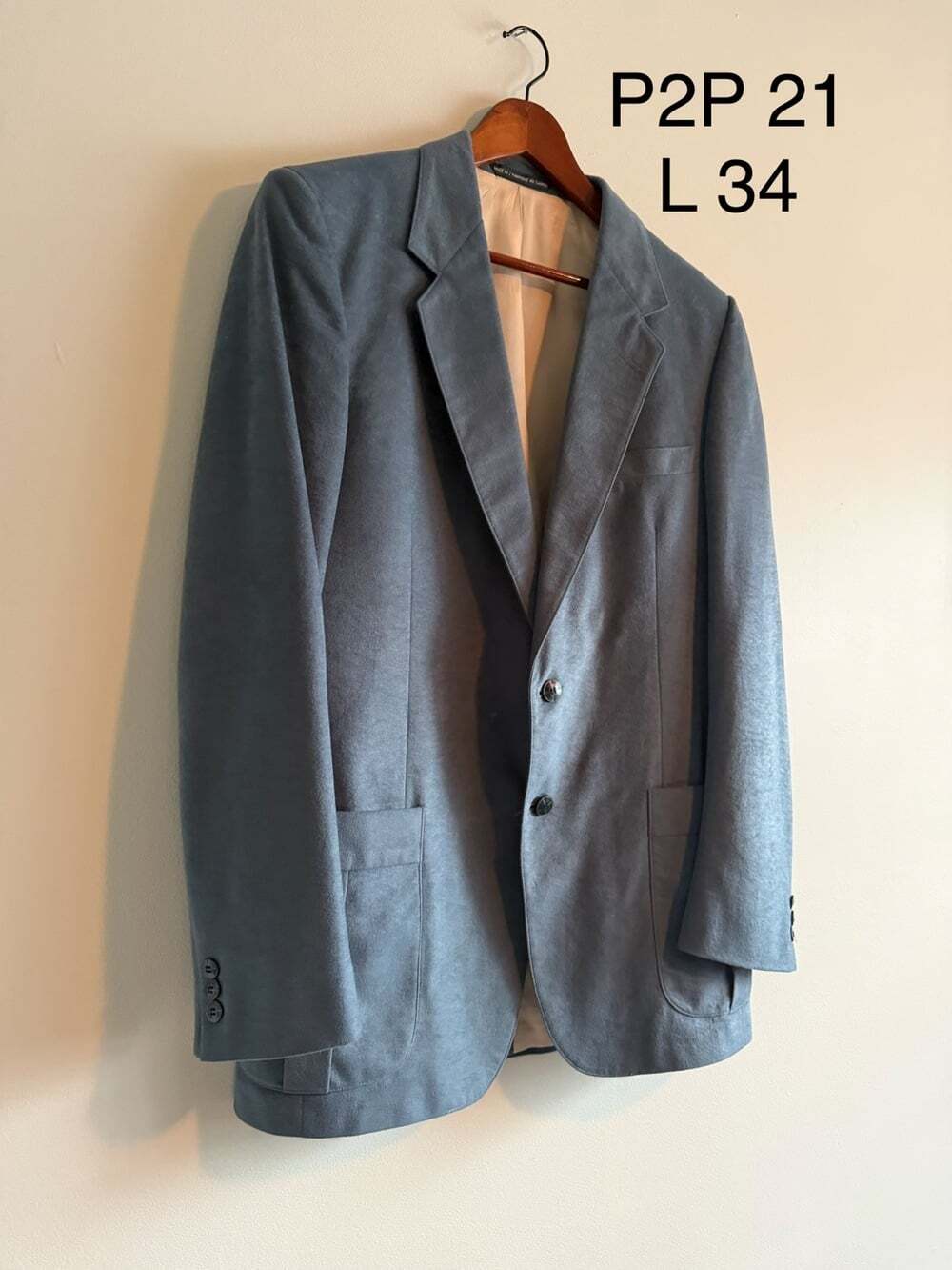 Vintage Sears Powder Blue Faux Suede Blazer 42 - Picture 3 of 13